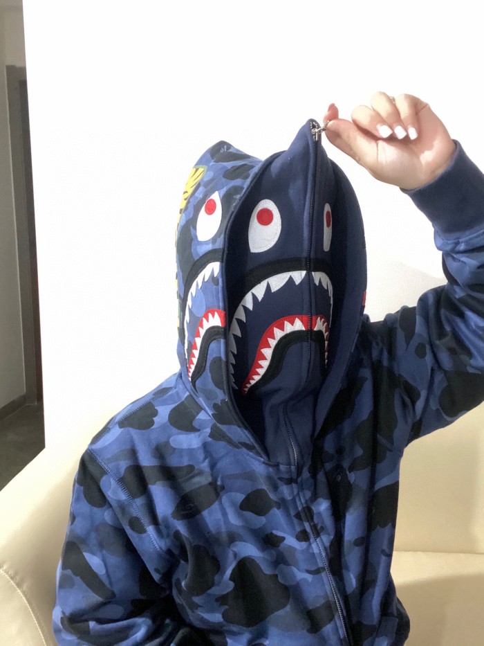 1:1 quality version Featured Double Head Camo Shark  Sweatshirt Hoodie 3 colors