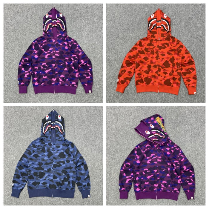 1:1 quality version Featured Double Head Camo Shark  Sweatshirt Hoodie 3 colors