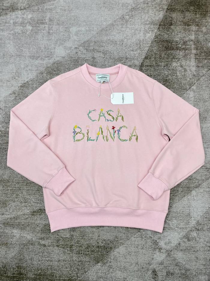 [buy more save more]1:1 quality version Floral Embroidered Letter Crew Neck Sweatshirt 2 colors