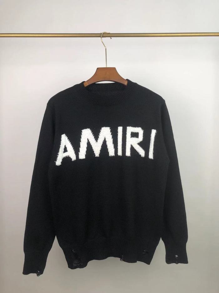 [Buy More Save More]Monogrammed Logo Ripped Crew Neck Sweater 2 colors