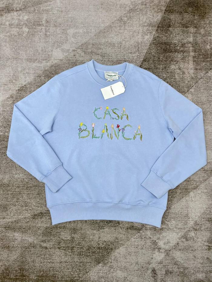 [buy more save more]1:1 quality version Floral Embroidered Letter Crew Neck Sweatshirt 2 colors