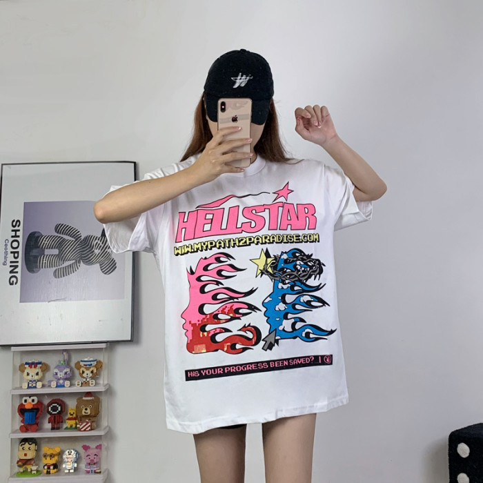 1:1 quality version Double Half Face Big Road Print Tee