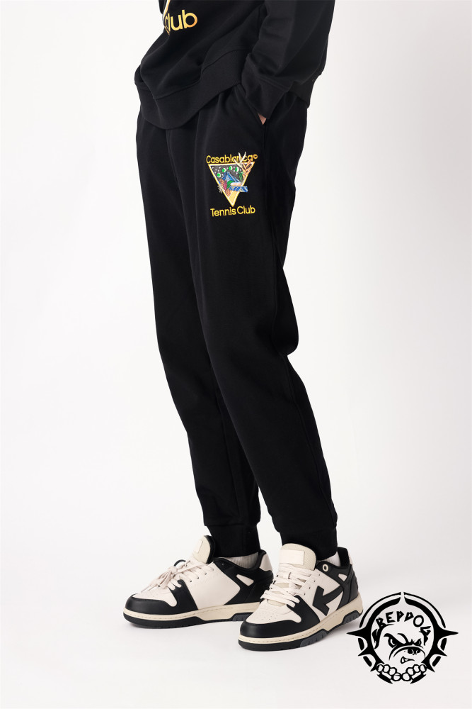 1:1 quality version Monogrammed wrap-around drawstring casual pants on the left