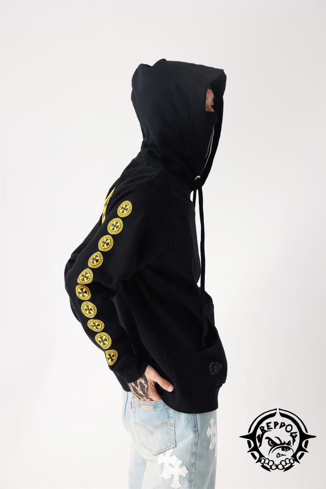 [buy more save more] 1:1 quality version Yellow and Black Sanskrit Horseshoe Print Hoodie 2 colors