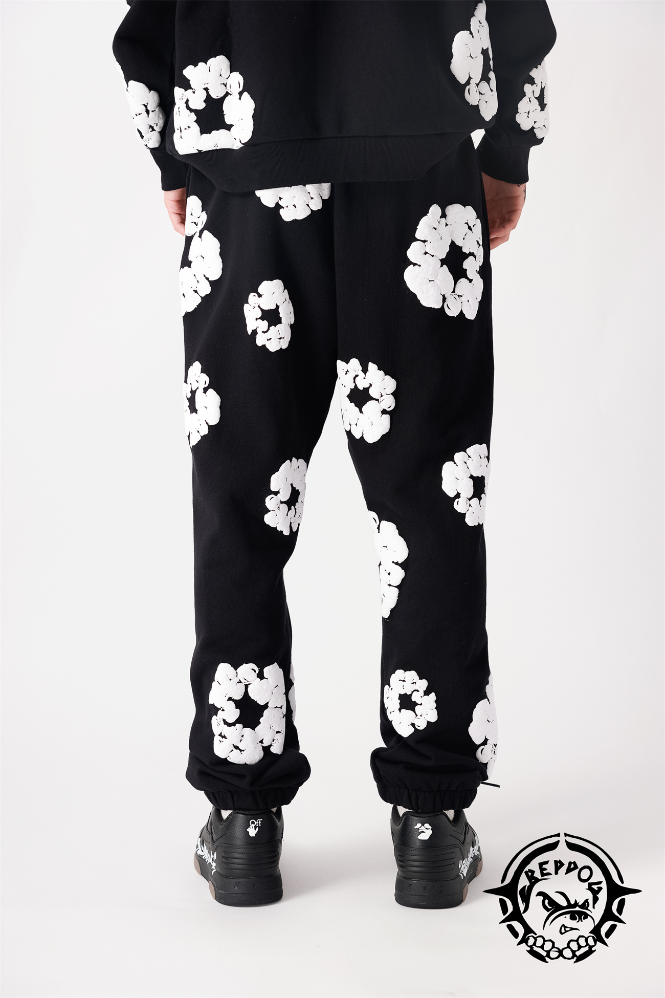 [including comparative images of repdog and other seller] 1:1 quality version irregular-logo long sweatshirt pants 10 colors