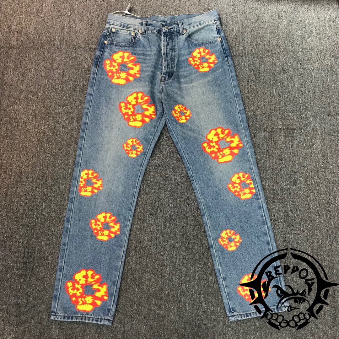 1:1 quality version irregular-logo jeans 2 colors