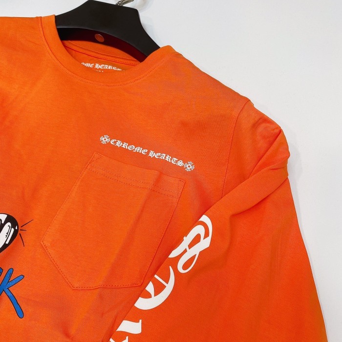 1:1 quality version Blue Lettered Football Print Long Sleeve T-shirt Orange