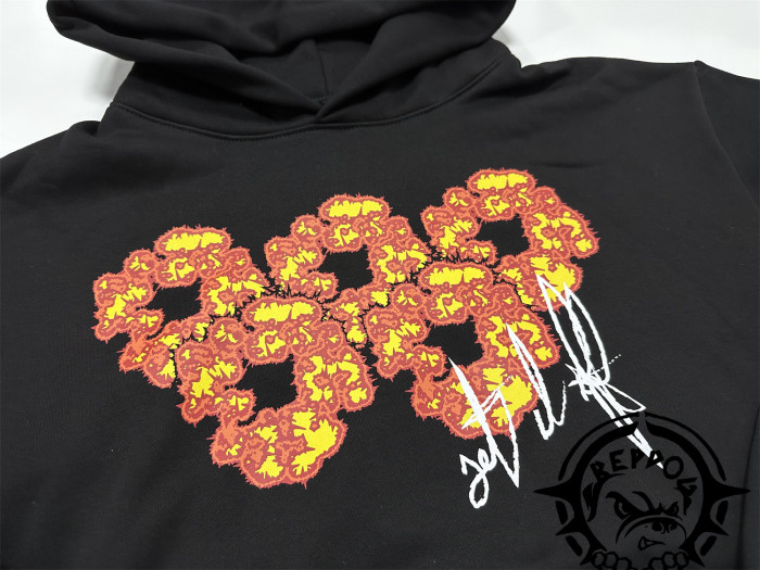 1:1 quality version Offsettears Flame Explosion Flower Hoodie