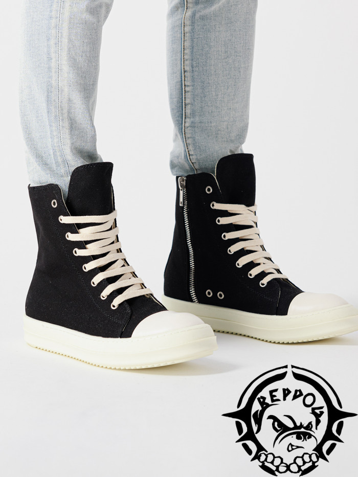 [buy more save more]High top canvas shoes with a thick sole and lettered heel