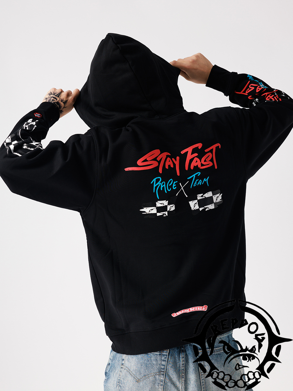 US$ 169.90 - 1:1 quality version Racing Flag Flame Flower Arm Pullover ...