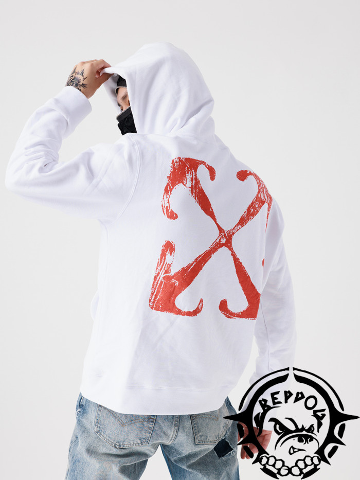 Scratch Arrow Logo Print Hooded Sweatshirt 2 colors