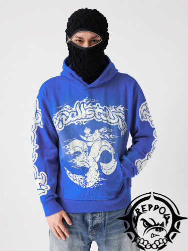 [Including comparative images of RepDog and other seller] 1:1 quality version Blue Flame Letter Print Hoodie