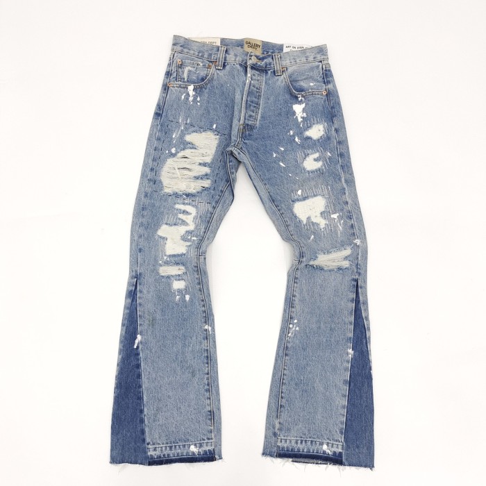 1:1 quality version Old spliced ripped jeans