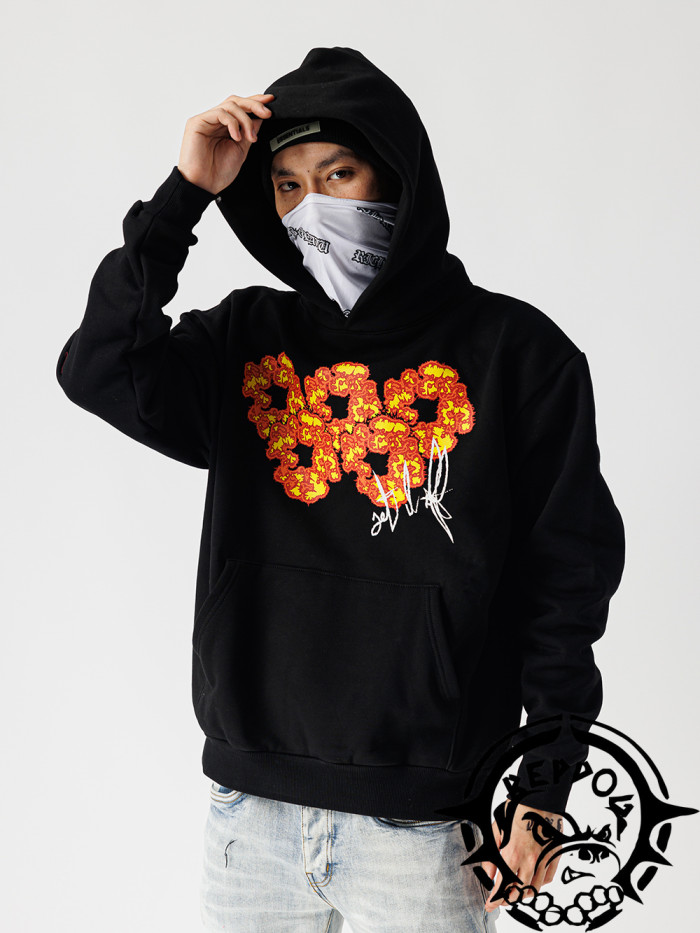 [Including comparative images of RepDog and other seller] 1:1 quality version Offsettears Flame Explosion Flower Hoodie