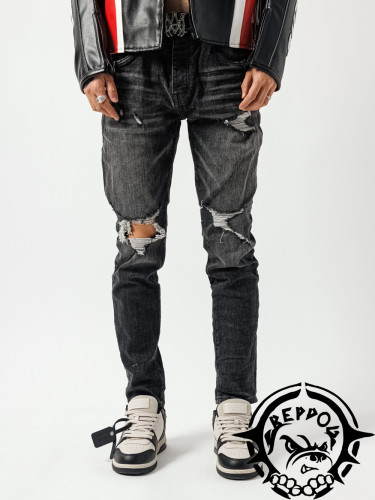 1:1 quality version Tiger Skin Ripped Slim Fit Jeans