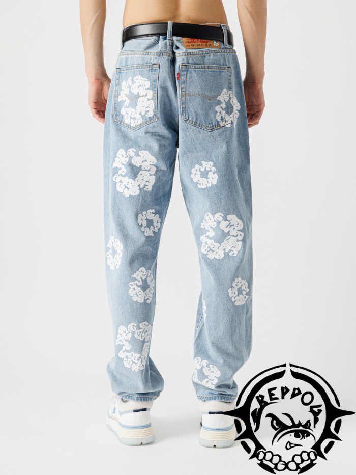 1:1 Quality Version Kapok Light Blue Denim Jeans