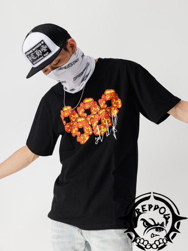 1:1 quality version Offsettears Flame Explosion Flower tee