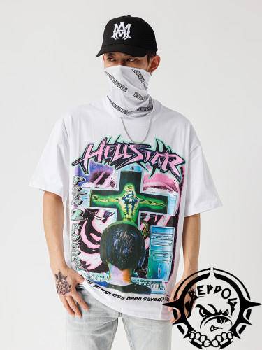 1:1 quality version Green cross Print tee White Color