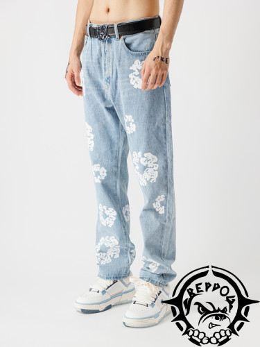 1:1 Quality Version Kapok Light Blue Denim Jeans