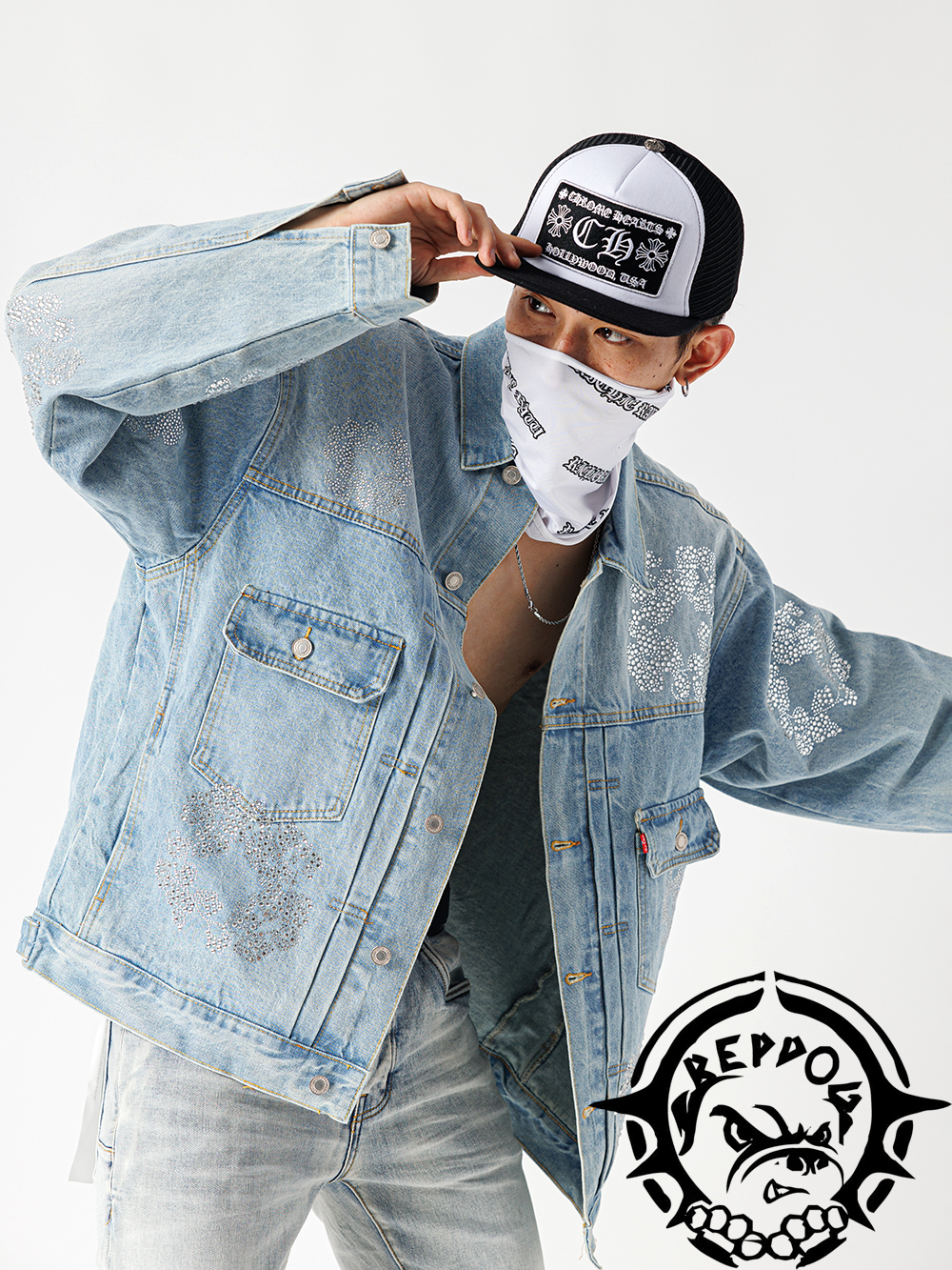 [buy more save more] 1:1 quality version artificial diamond cottonwood denim jacket