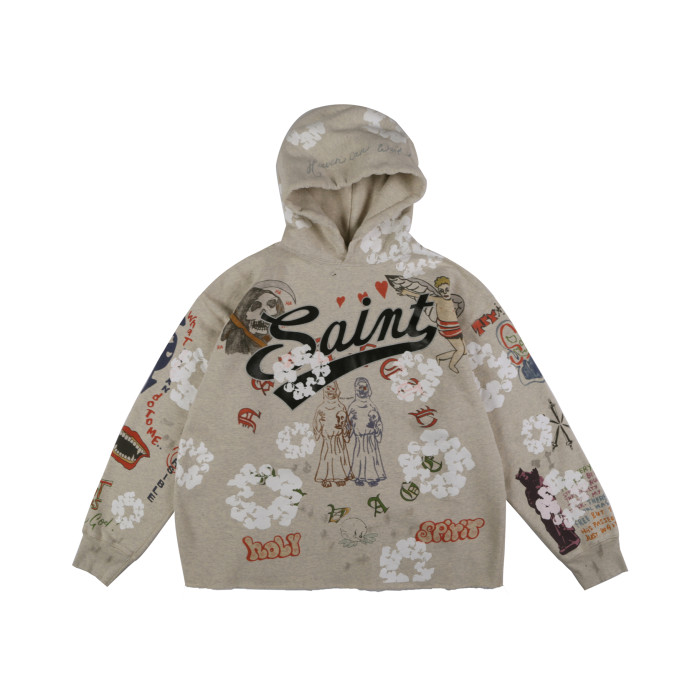 Classic Cotton Graffiti Washed Printed Pullover Hoodie