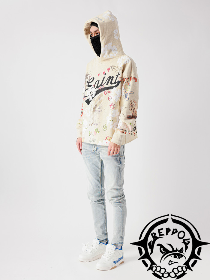 Classic Cotton Graffiti Washed Printed Pullover Hoodie