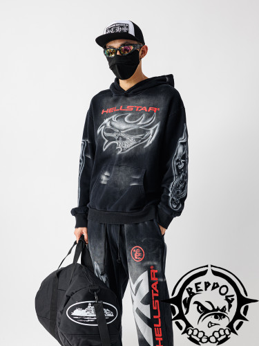 1:1 quality version Trendy Half Face Skull Print Hoodie