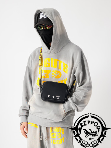 1:1 quality version Two-Tone Yellow Letter Print Hoodie