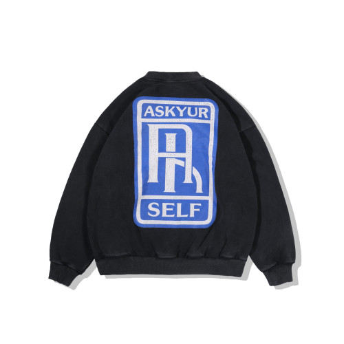 R-labeled crew neck padded on right side Sweatshirt