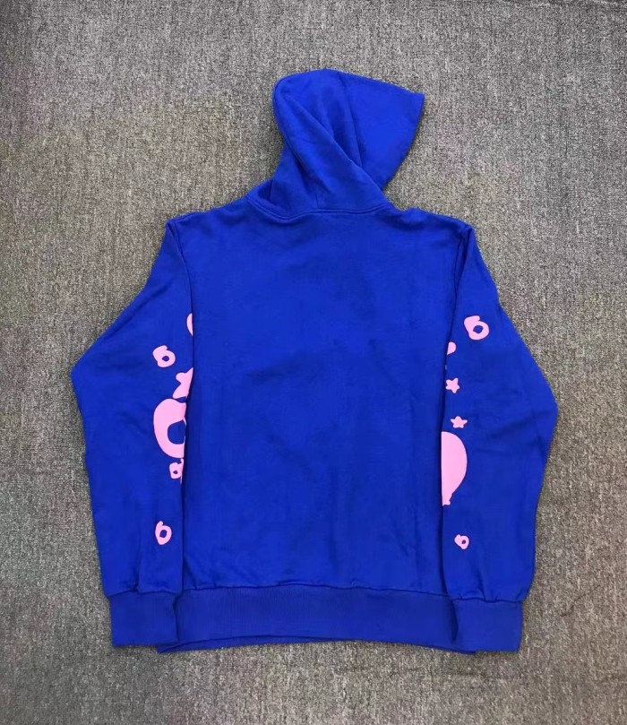Pink Star Foaming Print blue hoodie