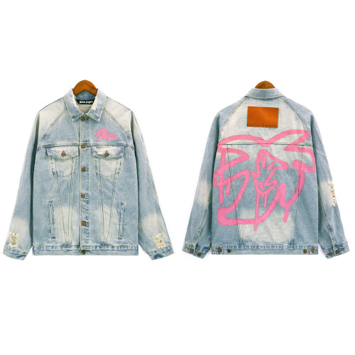 Aged Washed Logo Denim Jacket