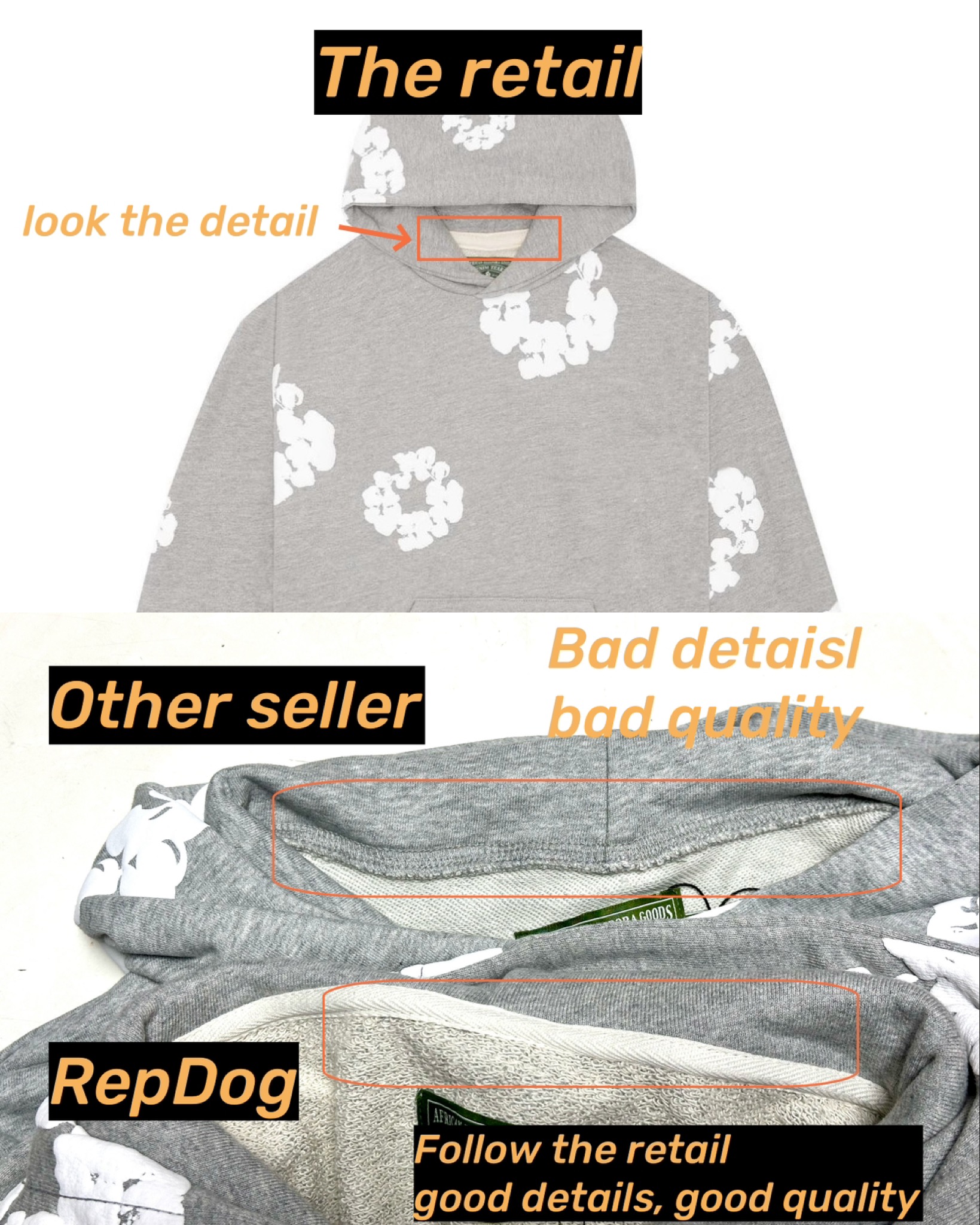 [including comparative images of repdog and other seller] 1:1 quality version kapok cotton print hoodie 10colors