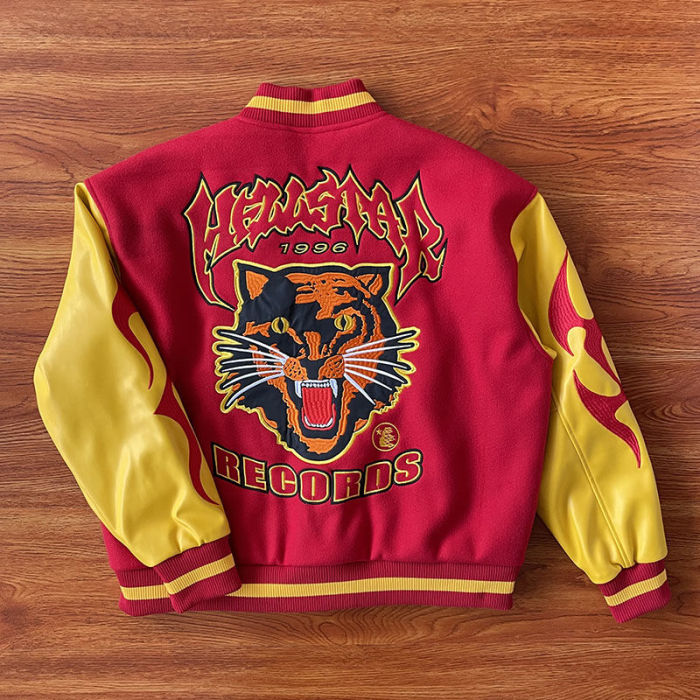 1:1 quality version Leather Sleeve Tiger Patchwork Jacket