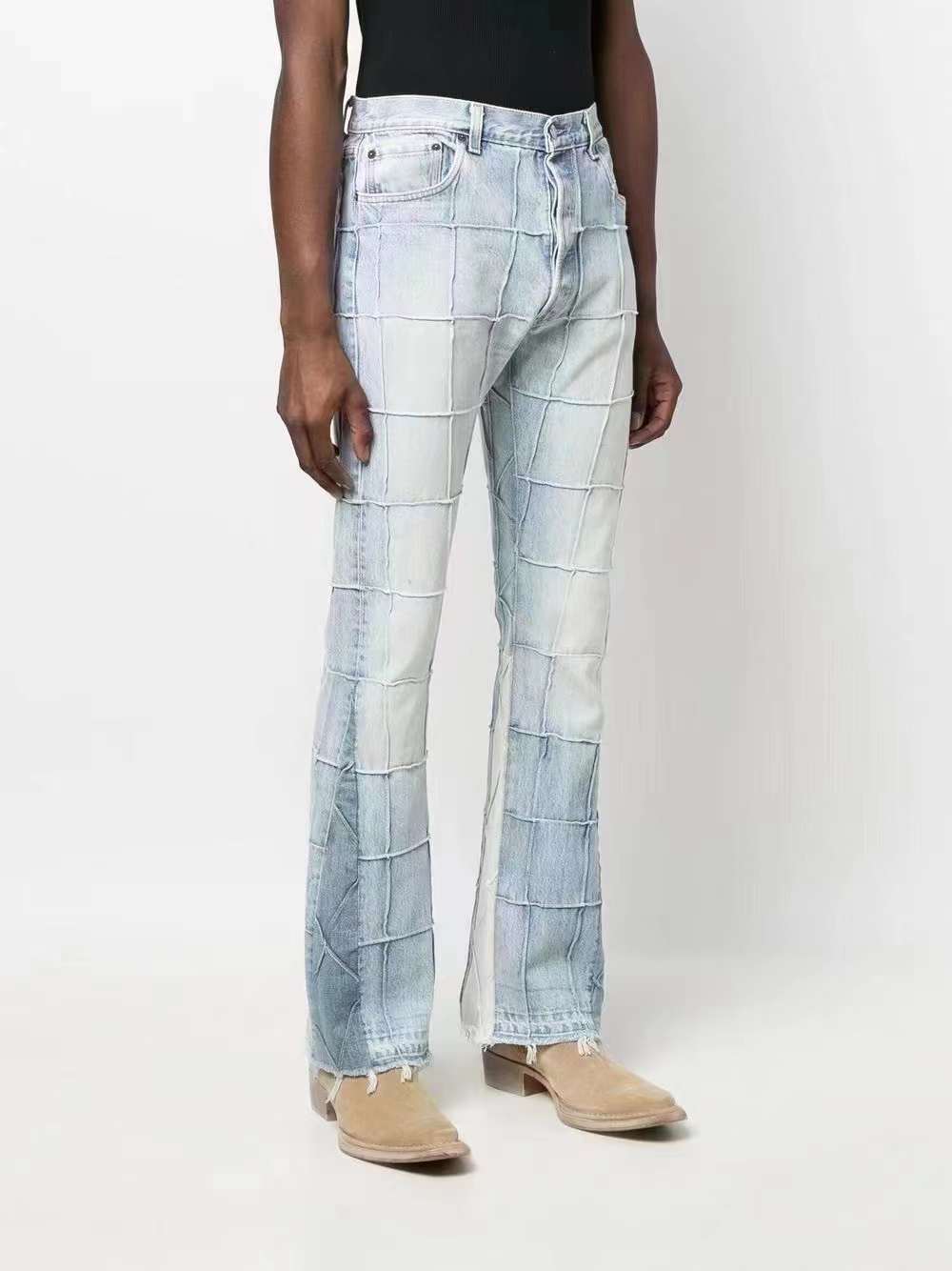 1:1 quality version washed and distressed line jeans