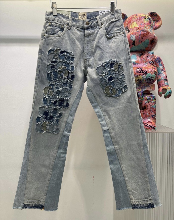 1:1 quality version Rubbed Patch Jeans