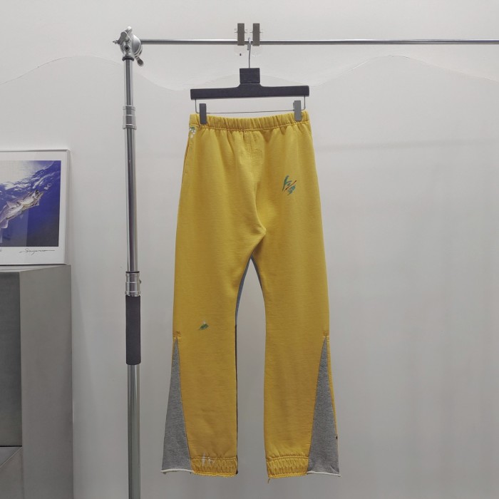 1:1 quality version Splattered Ink Patchwork Pants Yellow