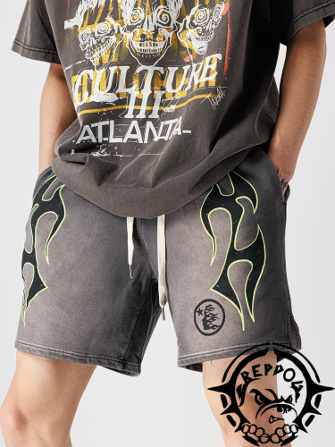 1:1 quality version Classic Washed Flame Shorts 3 colors