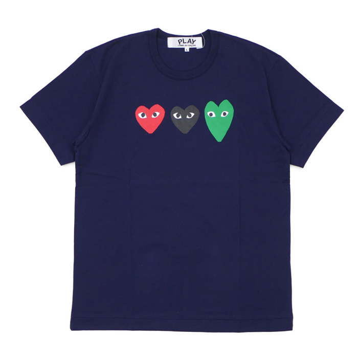 1:1 quality version Treasure Blue Triple Heart Print T-shirt
