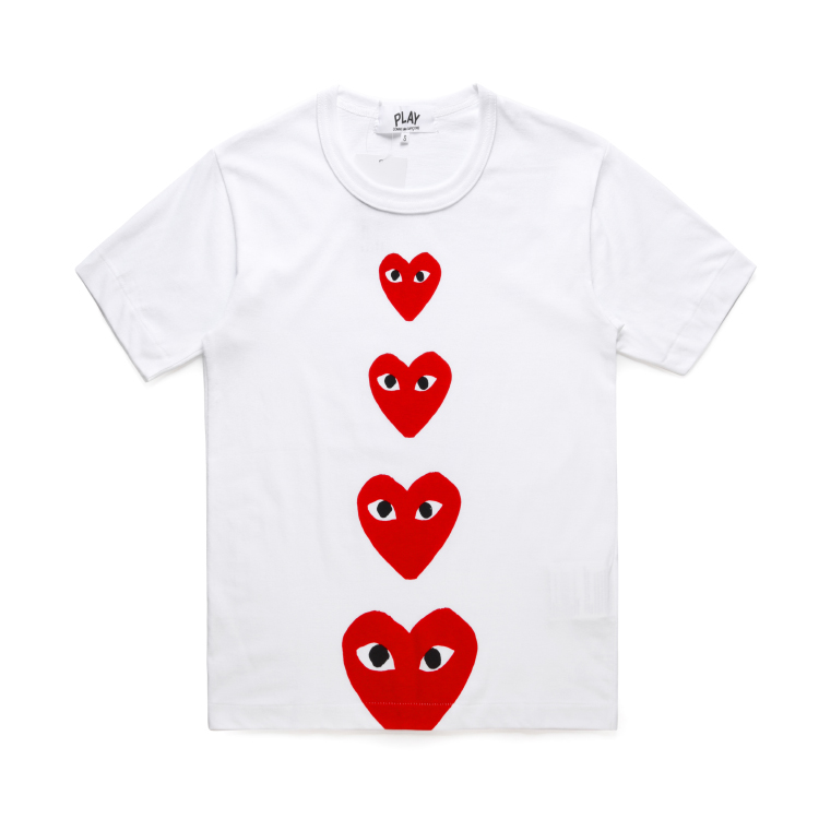 1:1 quality version four continuous red hearts tee 2 colors