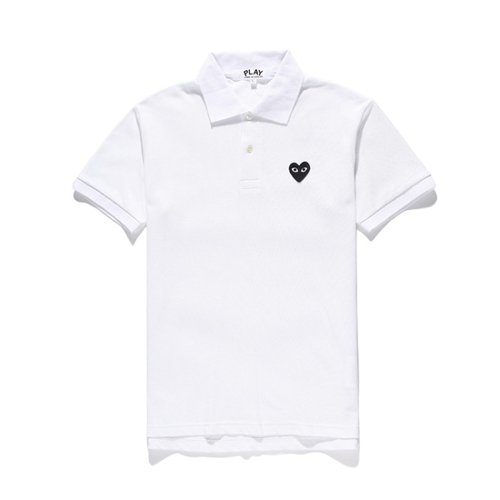1:1 quality version Classic black heart embroidered polo shirt 3 colors