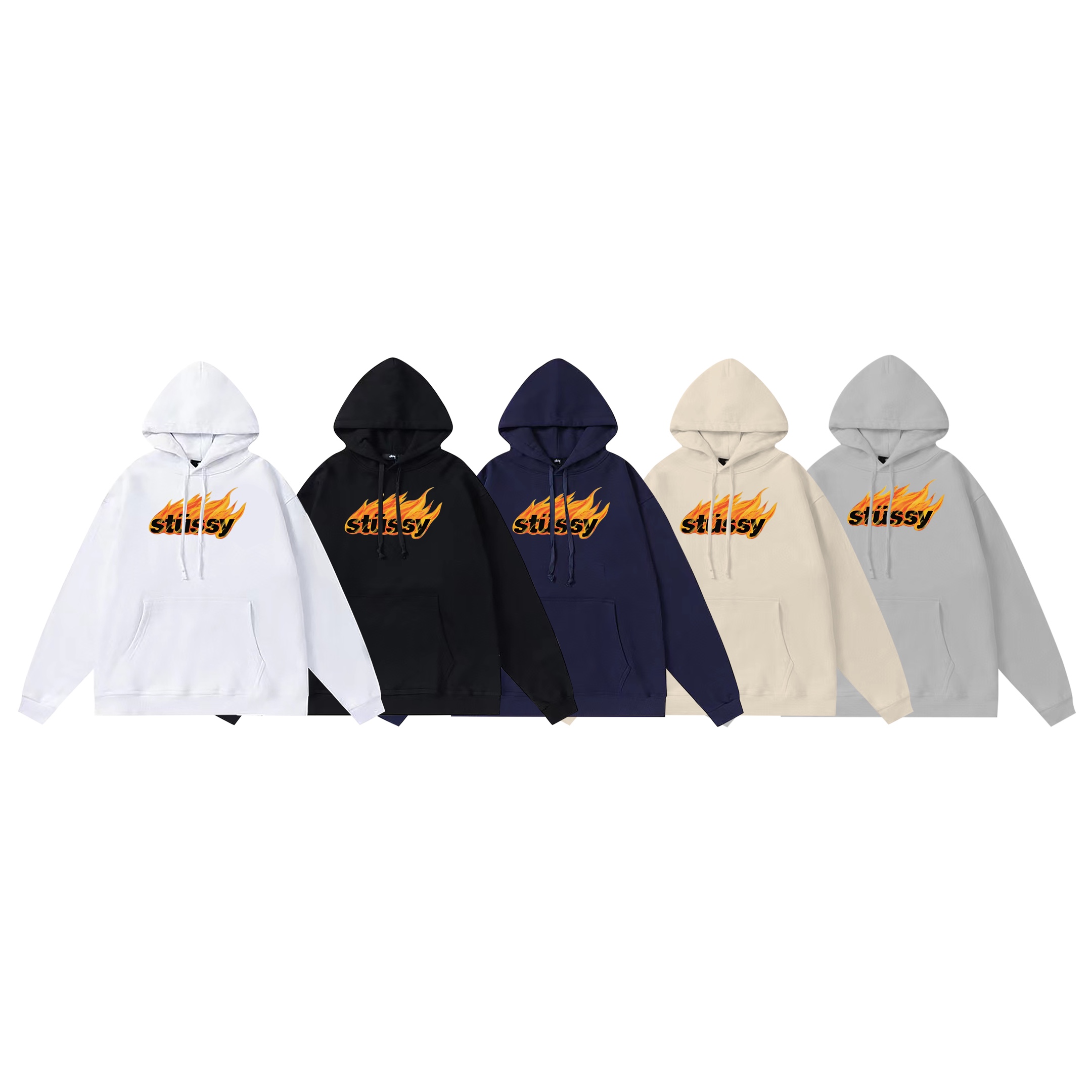 flame logo high street print hoodie 5 colors