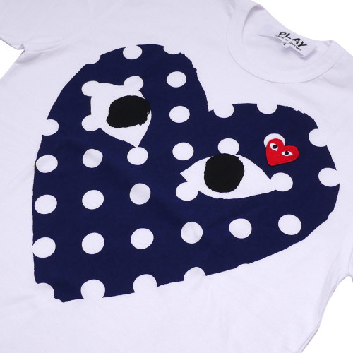 1:1 quality version Big Polka Dot Heart Embroidery T-shirt