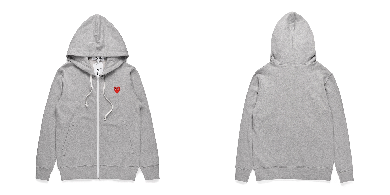 1:1 quality version red heart lace-up zipper embroidered hoodie 4 colors