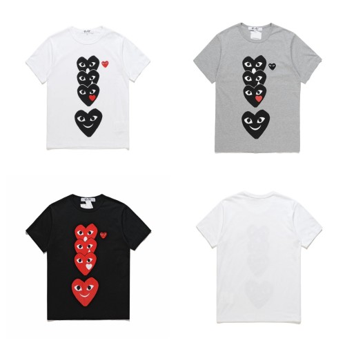 1:1 quality version Chest four linked heart round neck tee 3 Colors