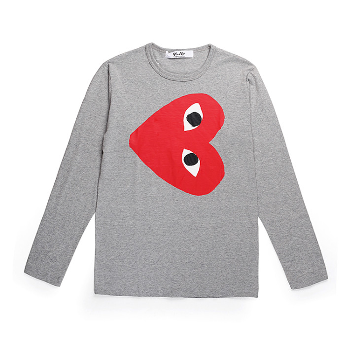 1:1 quality version Tilting head red heart smiley face printed long sleeve 3 colors