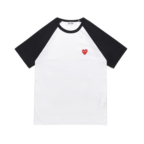 1:1 quality version Tricolor Patchwork Red Heart  T-shirt 3colors