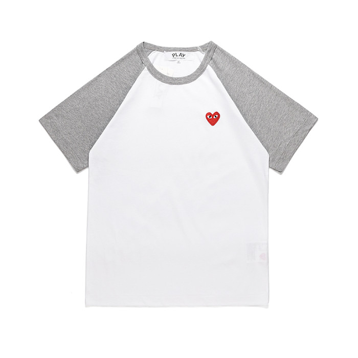1:1 quality version Tricolor Patchwork Red Heart  T-shirt 3colors