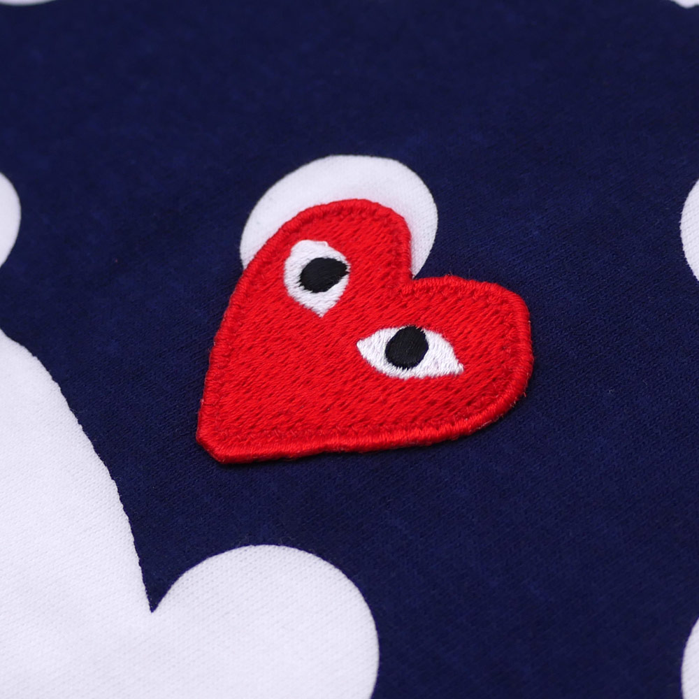 1:1 quality version big polka dot heart embroidery t-shirt