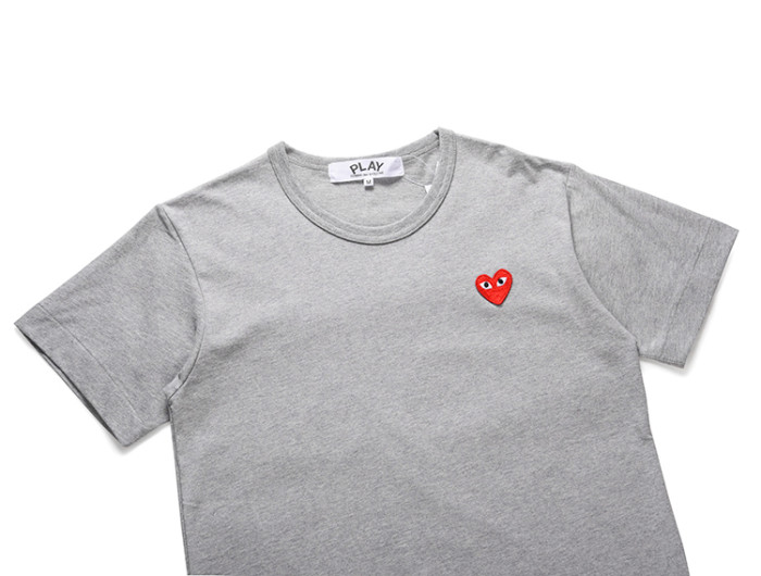 1:1 quality version Red Heart Embroidered Grey Tee