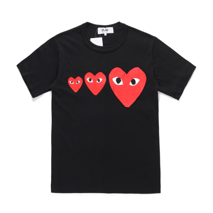 1:1 quality version  Triple Heart Casual Printed T-shirt 2colors